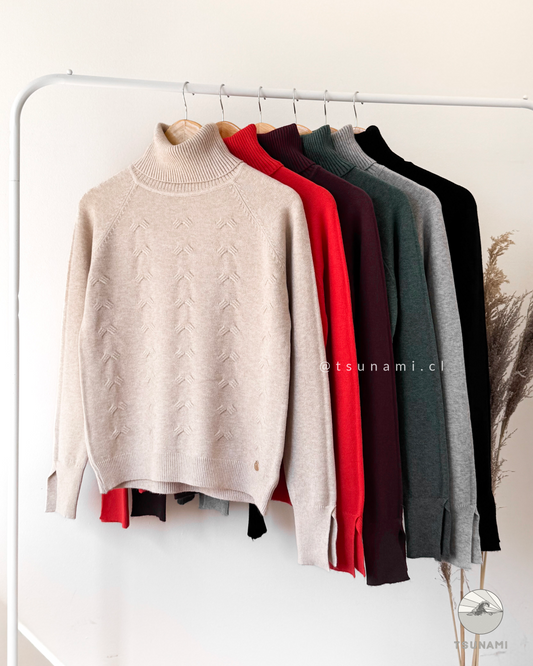 Suéter Abedul | Suéter cuello alto con diseño en relieve