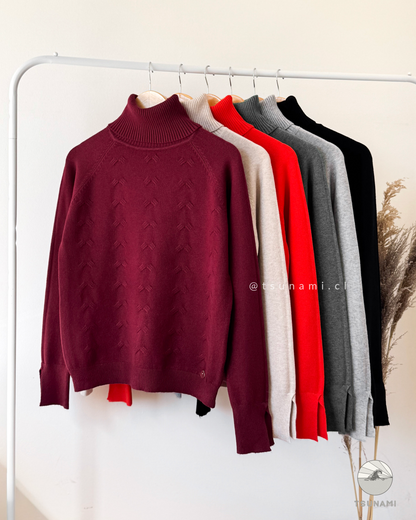 Suéter Abedul | Suéter cuello alto con diseño en relieve