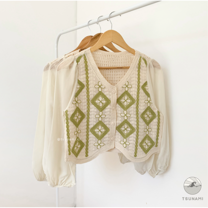 Blusa tejida con mangas de gasa