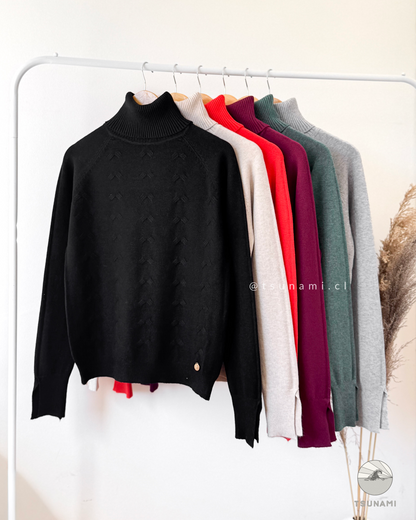 Suéter Abedul | Suéter cuello alto con diseño en relieve