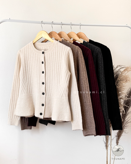 Cardigan Pecana | Cardigan tejido con corte peplum