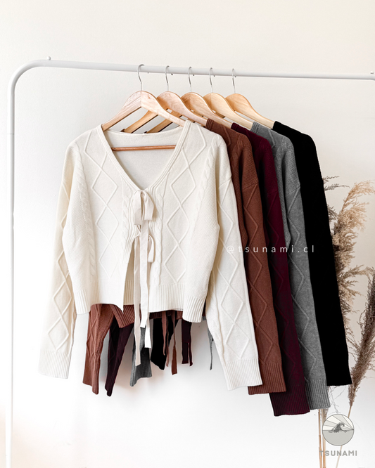 Cardigan Trufa | Cardigan tejido con lazos frontales