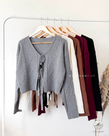 Cardigan Trufa | Cardigan tejido con lazos frontales