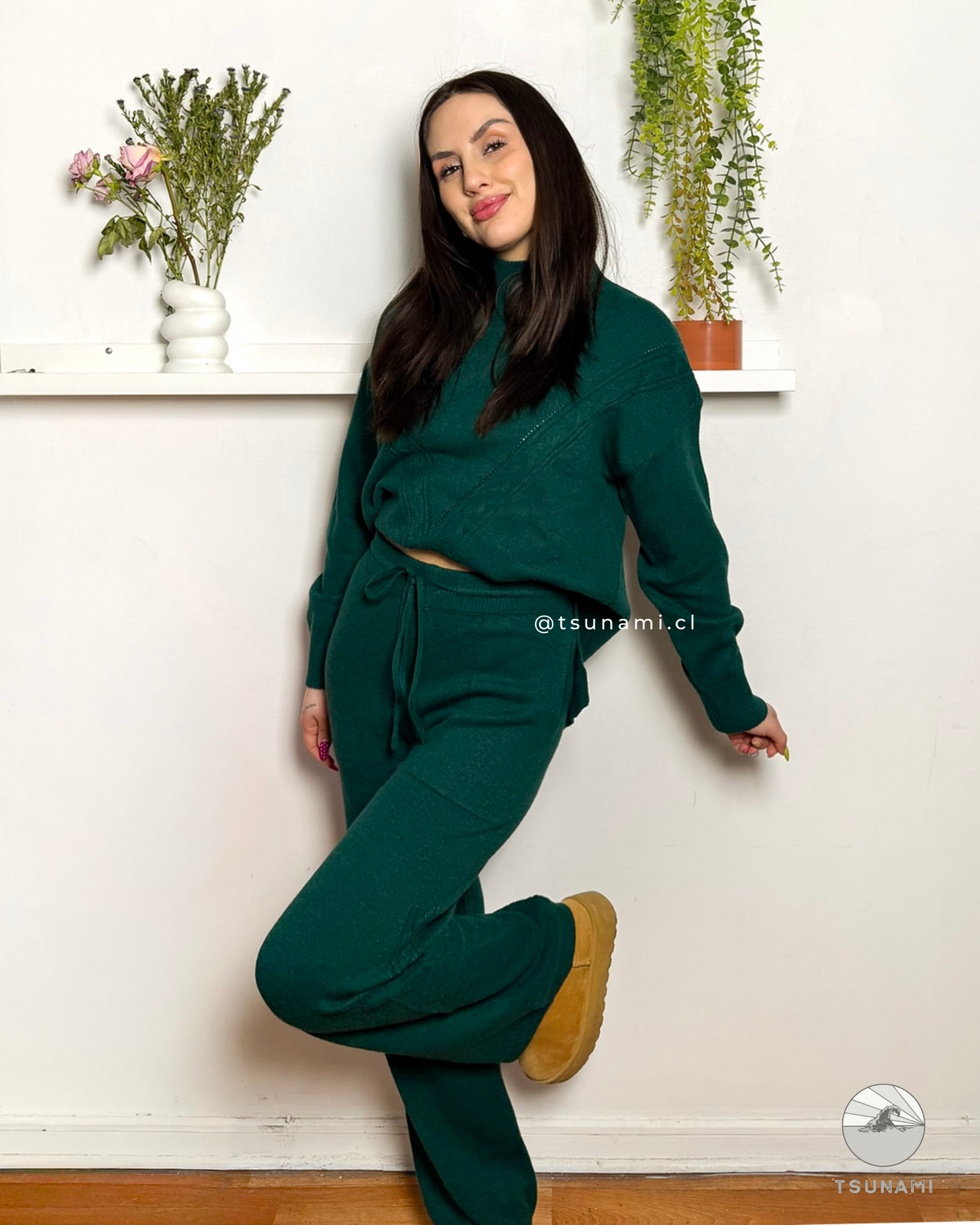 Conjunto Abedul | Conjunto tejido con suéter trenzado y pantalón