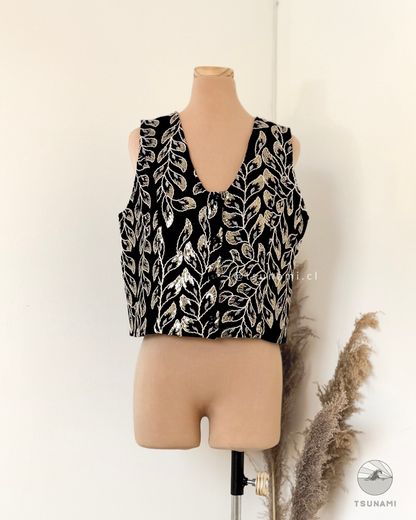 Vest con bordado y lentejuelas