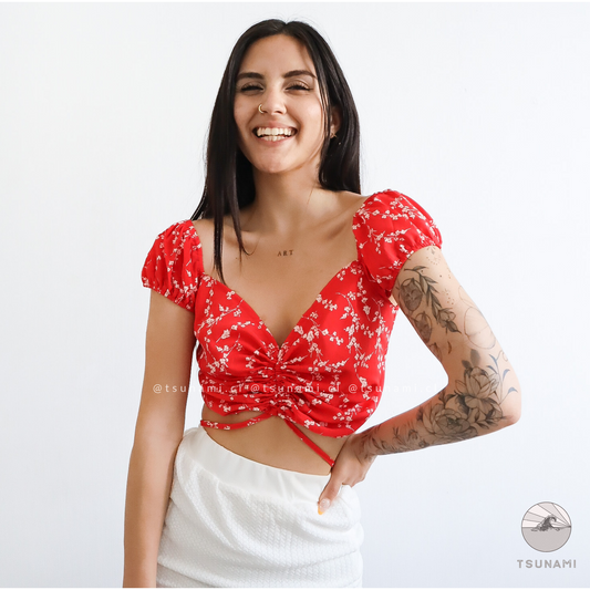 Top floreado mariposa