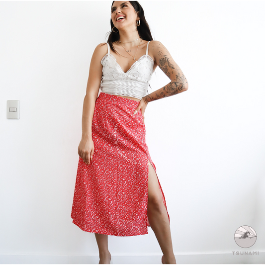 Falda midi floreada
